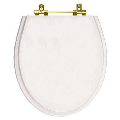 Tampa de Vaso Poliester Ritz Branco para bacia Deca Com Ferragem Dourada