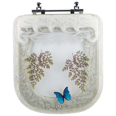 Tampa De Vaso Decorada Borboleta Bali Bege Claro para Incepa