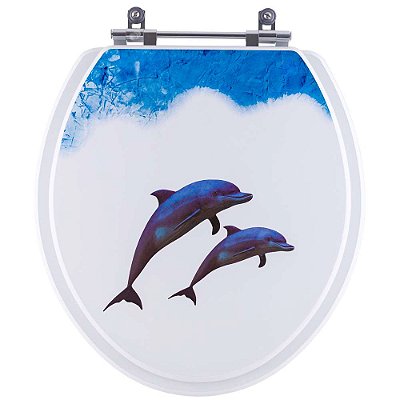 Tampa de Vaso Decorado Golfinhos Izy para bacia Deca com Descarga Convencional