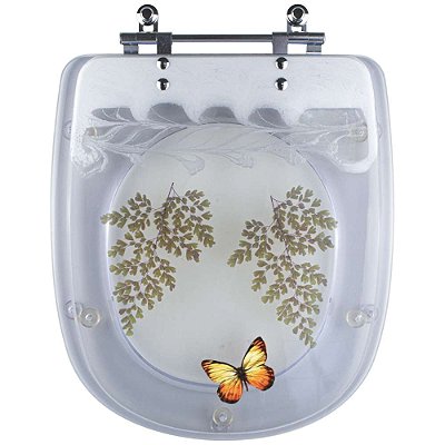 Tampa De Vaso Decorada Borboleta Square Transparente para Vaso Lorenzetti