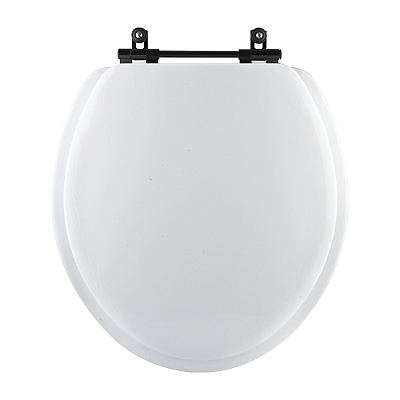 Assento Sanitario Almofadado Convencional Oval Universal Branco com Ferragem Preta