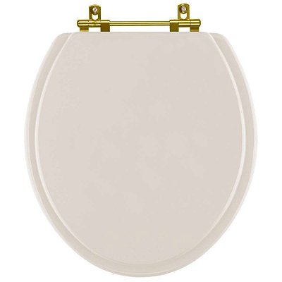 Assento Sanitario Poliéster Convencional Oval Amendoa para vaso Ideal Standard com Ferragem Dourada