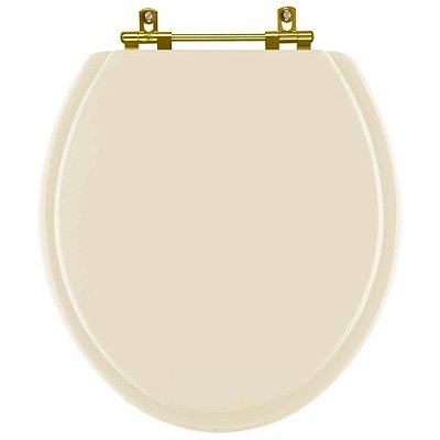 Assento Sanitario Poliéster Convencional Oval Bone para vaso Ideal Standard com Ferragem Dourada