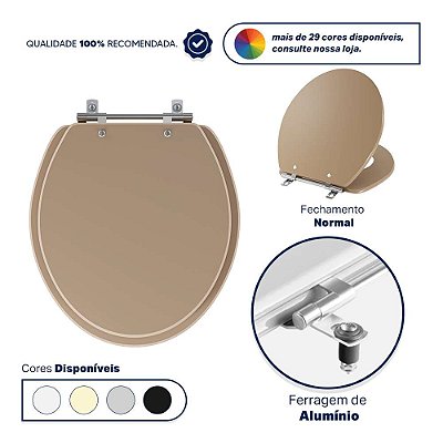 Assento Sanitario Poliéster Convencional Oval Bege Castor para vaso Deca