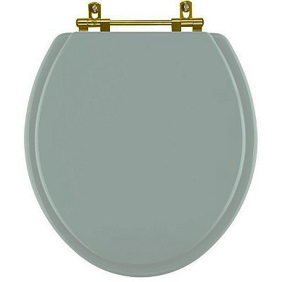 Assento Sanitario Poliéster Convencional Oval Verde Malva para vaso Deca com Ferragem Dourada