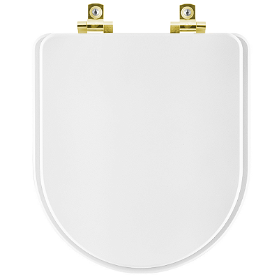 Assento Sanitário com Amortecedor Meridian Branco para vaso Roca com Ferragem Dourada