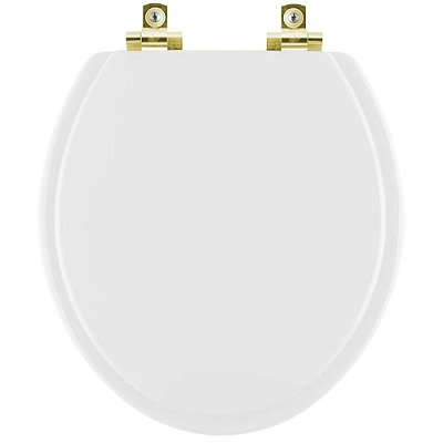 Assento Sanitário com Amortecedor Colonial Branco para vaso Hervy com Ferragem Dourada