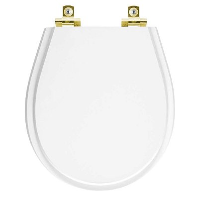 Assento Sanitário com Amortecedor Avalon Branco para vaso Ideal Standard com Ferragem Dourada