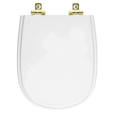 Assento Sanitário com Amortecedor Paris Branco para vaso Ideal Standard com Ferragem Dourada