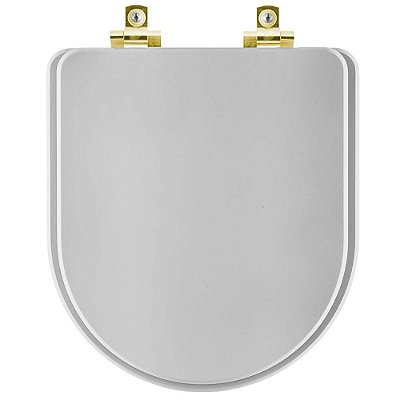 Assento Sanitário com Amortecedor Carrara Cinza Real para vaso Deca com Ferragem Dourada