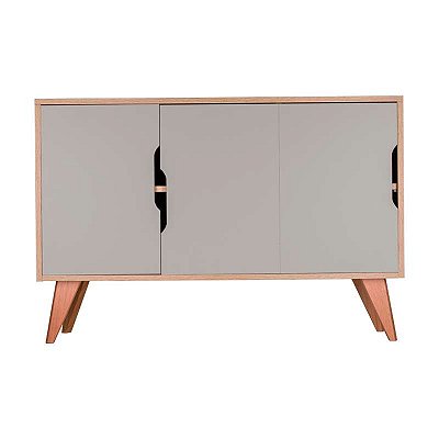 Balcão Buffet Retrô com 3 Portas Carvalho e Verde Menta