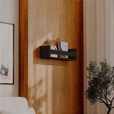 Prateleira Porta Livro Preta 50 x 12cm Suporte Invisivel