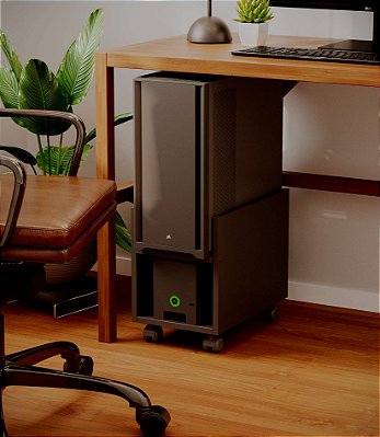 Suporte para CPU e Nobreak Capri Preto com Rodízios Organizador