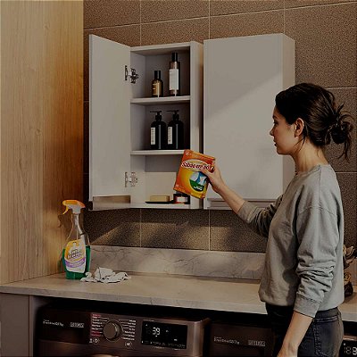 Armário Multiuso Aéreo 30cm para Lavanderia Branco
