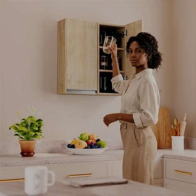 Armário Despensa Suspenso Cozinha 30cm Carvalho