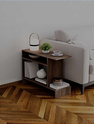 Mesa Lateral Restn Nogal Moderna Sala Quarto Hall