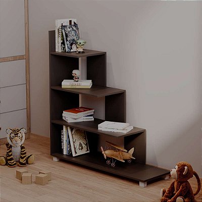 Estante Infantil Preta Ladder Livreiro para Quarto Criança