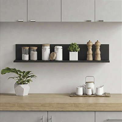 Prateleira Decorativa de Parede para Cozinha Odda Preta