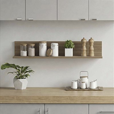 Prateleira Decorativa de Parede para Cozinha Odda Freijó