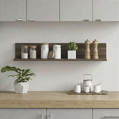 Prateleira Decorativa de Parede para Cozinha Odda Nogal