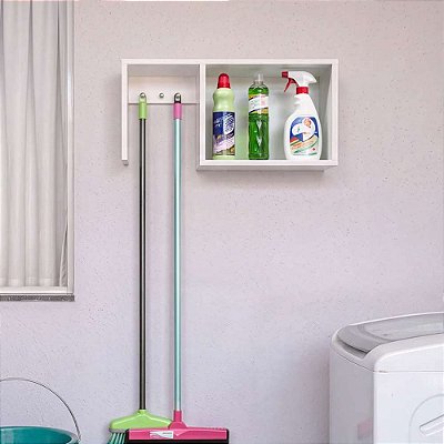 Armário Aéreo para Lavanderia MDP 15mm com Nicho Organizador Branco