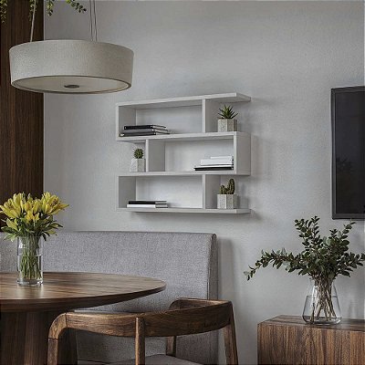 Nicho de Parede Decorativo Branco Zig para Sala Quarto Hall