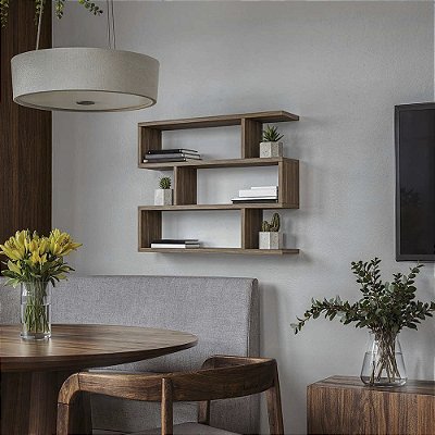 Nicho de Parede Decorativo Freijó Zig para Sala Quarto Hall