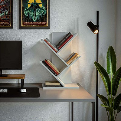 Livreiro de Mesa Vértice Organizador de Livros Revistas Nicho Branco