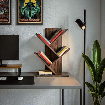 Livreiro de Mesa Vértice Organizador de Livros Revistas Nicho Nogal