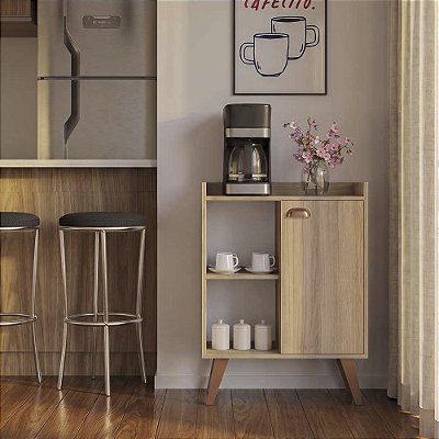 Aparador Caffe Organizador Mumbai Carvalho com Puxador Rose Gold