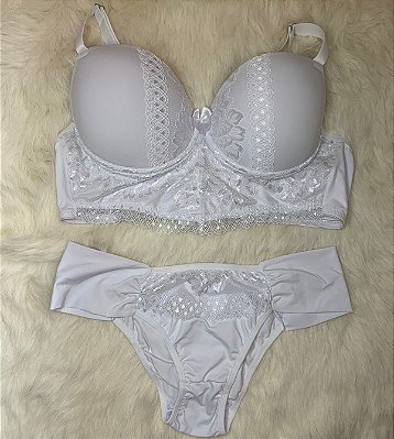 Lingerie conjunto de sutiã e calcinha Branco
