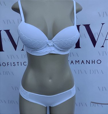 Lingerie conjunto de sutiã e calcinha tanga com renda branca