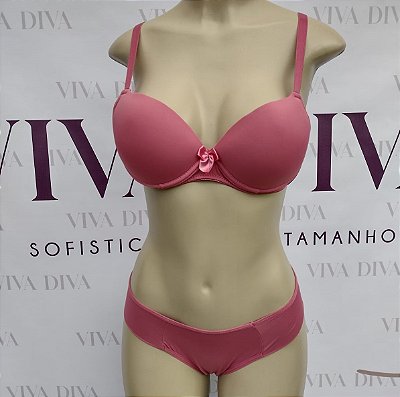 Lingerie básica conjunto de sutiã e calcinha rosa antigo