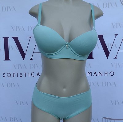 Lingerie básica conjunto de sutiã e calcinha verde água