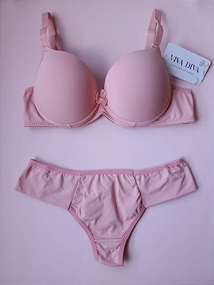 Lingerie básica conjunto de sutiã e calcinha rosa romance