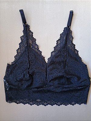 Sutiã de renda sem bojo e sem aro preto