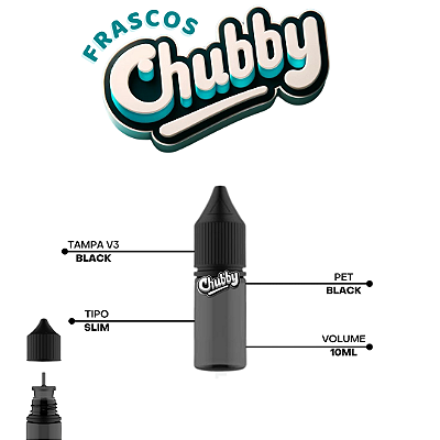 Frasco Chubby V3 10ml | Black/Black - 10un