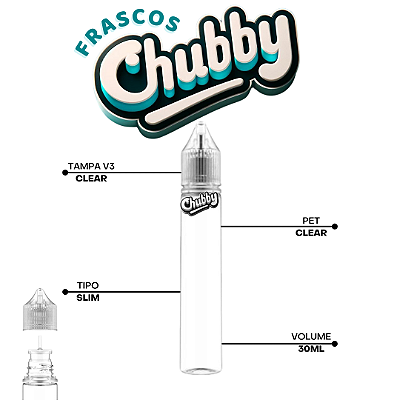 Frasco Chubby V3 30ml SLIM | Clear/Clear - 10un