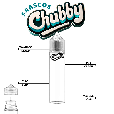 Frasco Chubby V3 60ml SLIM | Clear/Clear - 10un