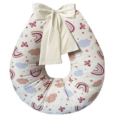 Almofada Amamentação Extra Grande Premium 100% Algodão Arco-íris