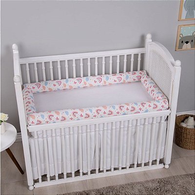 Kit Rolinho de Berço Bebê 100% Algodão Arco-íris