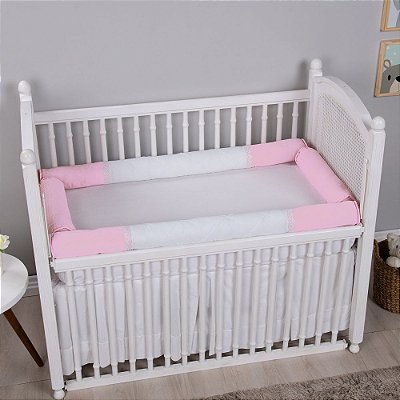 Kit Berço Bebê Guipir 100% Algodão Rosa