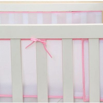 Kit Tela Respirável Protetora De Berço Americano Rosa