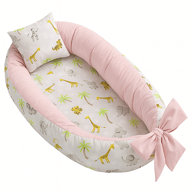 Ninho Para Bebê Redutor De Berço Pompom Safari Rosa