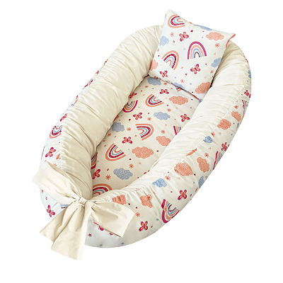 Ninho Para Bebê Redutor De Berço Pompom Arco-íris