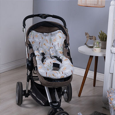 Capa De Carrinho Novo Colchonete De Bebê Universal Safari Cinza