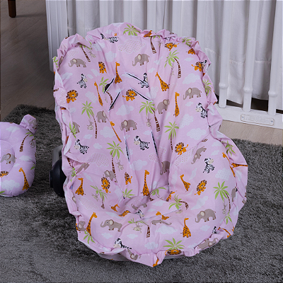 Capa Para Bebê Conforto Universal Safari Rosa