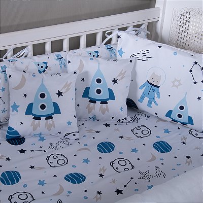 Kit berço bebê menino astronauta 400 fios