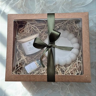 Kit Presente| Vela aromática 100g+bandeja bubble+fósforo ecológico