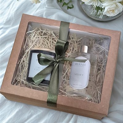 Kit presente | Vela 190g Frasco preto+Home Spray 250ml